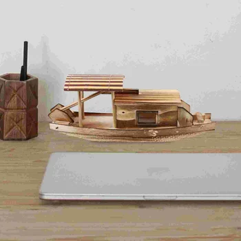 Деревянная модель лодки, винтажная модель лодки, настольная рыбацкая лодка, орнамент, декор книжной полки