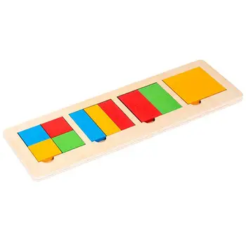 Деревянные блоки с рисунком, Разноцветный Узор, Обучающие игрушки Монтессори, Геометрический Танграм, Деревянный блок, Геометрический пазл