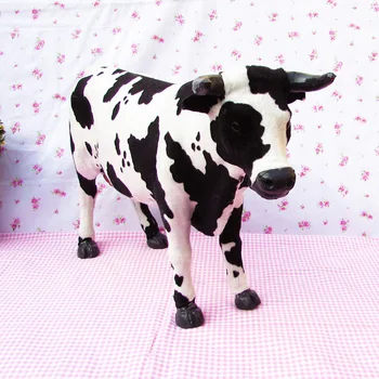 имитационная модель молочной коровы большая 52x30 см, пластиковая и меховая молочная корова ручной работы, игрушка для украшения дома Рождественский подарок w5867