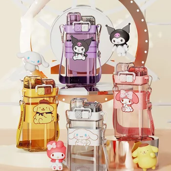 Sanrio Water Cup Kawaii My Melody Kuromi Аниме Милый мультфильм Cinnamoroll Двойной пластиковый стаканчик для питья Милые игрушки для девочек