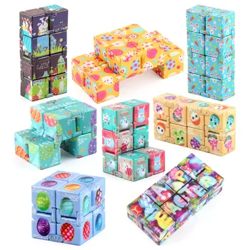 Пасхальный Антистресс Infinity Cube Bunny, бесконечный Куб, Ручная Бесконечная Переворачивающаяся Кубическая головоломка, Фигурная игрушка для Снятия Декомпрессии, детский подарок