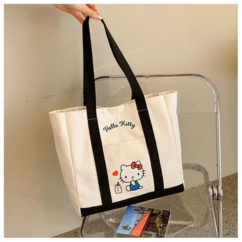 Милая Холщовая сумка Sanrio на плечо, Аксессуары Hello Kittys, Кавайная Аниме-сумка-Тоут, Сумка для покупок, сумка для мамы, Сумка для Репетитора, Игрушки для Девочек, Подарок