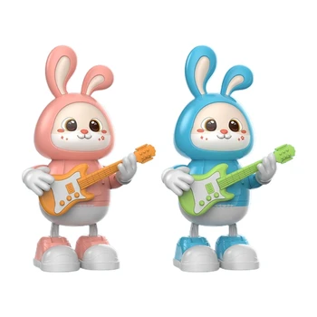 Детская Электрическая игрушка для малышей, Мультяшный Маленький кролик, Танцующий робот, качающаяся игрушка-животное Со светом и музыкой, подарок для мальчиков и девочек
