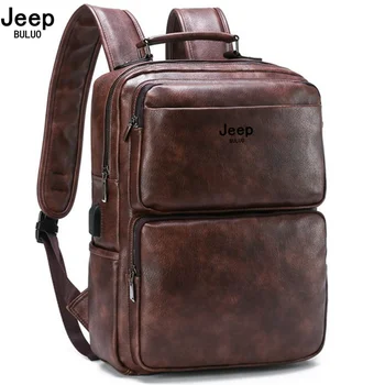 Сумки для ноутбуков JEEP BULUO большого бренда 14 дюймов, рюкзак большой емкости, Мужские дорожные сумки из спилка