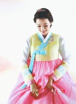 Южнокорейское платье Ханбок из импортной ткани /Корейский национальный костюм /Ханбок Невесты / Приветственное место для одежды