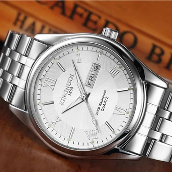 Прямая поставка Relojes Hombre Люксовый бренд из нержавеющей стали Водонепроницаемые кварцевые часы с автоматической датой Недели для мужчин Деловые наручные часы