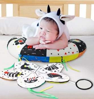 Игрушка-подушка для детского Животика, Черно-белая Высококонтрастная Детская Игрушка с Зеркалом, Сенсорная игрушка Монтессори для малышей 0-12 месяцев 1
