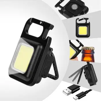 Светодиодный многофункциональный мини-аварийный светильник для зарядки, Портативный брелок для ключей, Рабочий светильник, USB, сильный магнитный ремонт, Наружный светильник