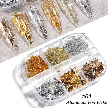 Золотая Серебряная коробка из алюминиевой фольги с наклейками для ногтей, упаковка, Украшения Для ногтей, наклейки, инструменты для 3D-дизайна ногтей DIY